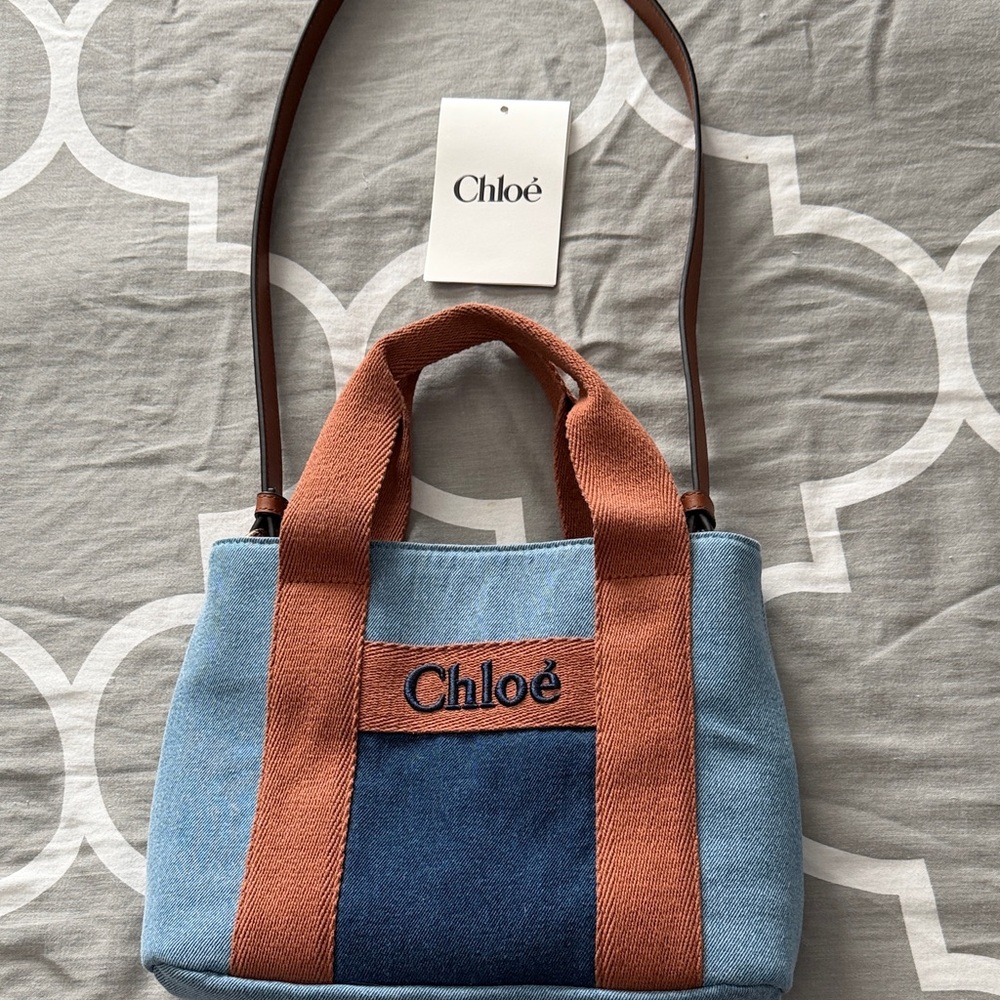 NWOT authentic, discontinued Chloe Blue and Tan Shoulder Bag